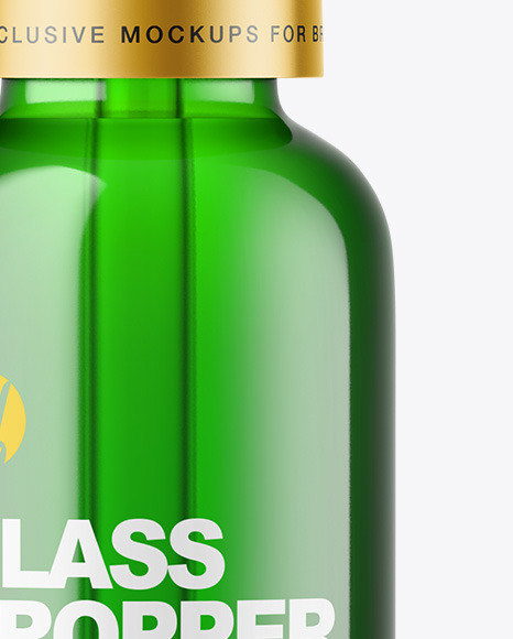 Green Glass Dropper Bottle Mockup