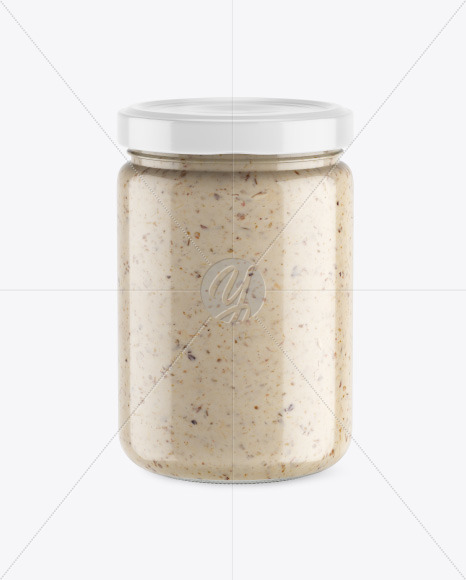 Clear Glass Jar w/ Sauce Mockup