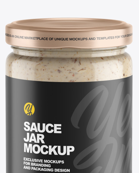 Clear Glass Jar w/ Sauce Mockup