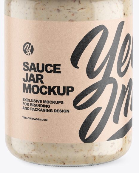 Clear Glass Jar w/ Sauce Mockup