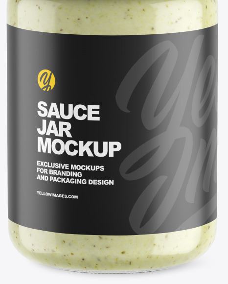 Clear Glass Jar w/ Sauce Mockup