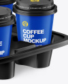 Matte Coffee Cups in Paper Holder Mockup