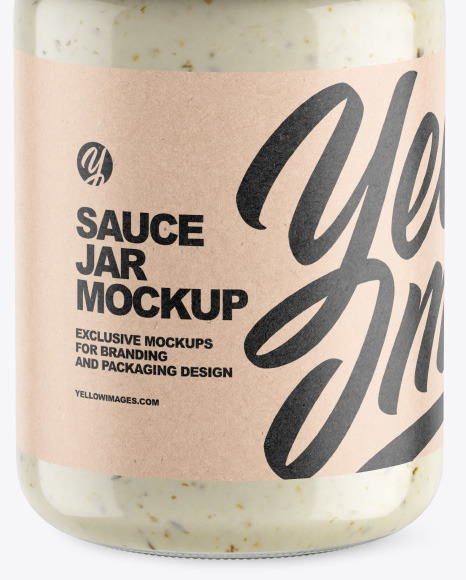 Clear Glass Jar w/ Sauce Mockup