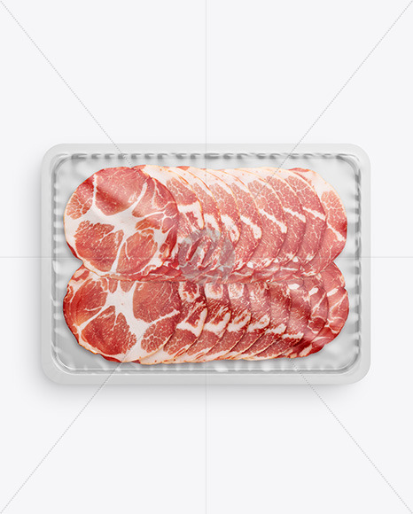 Plastic Tray with Matte Film &amp; Capocollo Mockup