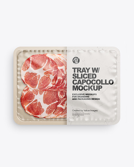 Plastic Tray with Matte Film &amp; Capocollo Mockup