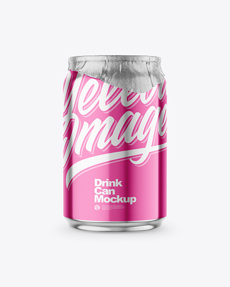 250ml Glossy Metallic Drink Can w/ Foil Lid Mockup