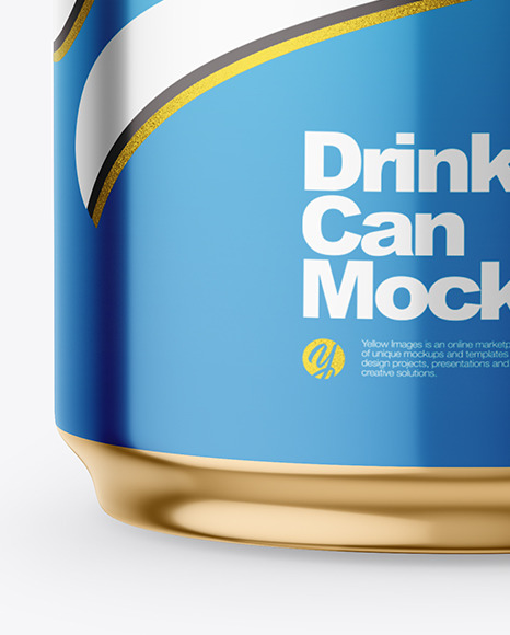 250ml Glossy Metallic Drink Can w/ Foil Lid Mockup