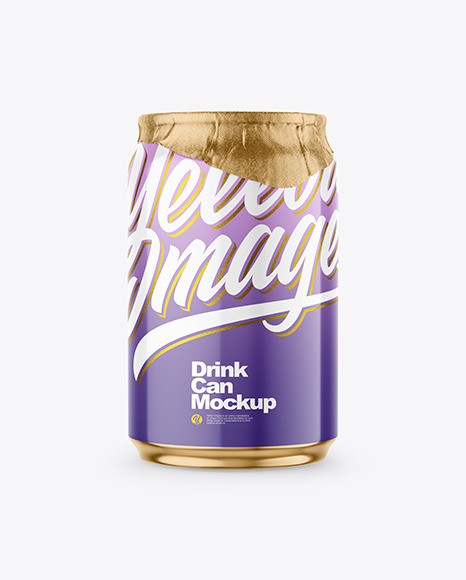 250ml Glossy Drink Can w Foil Lid Mockup - 250ml can mockup