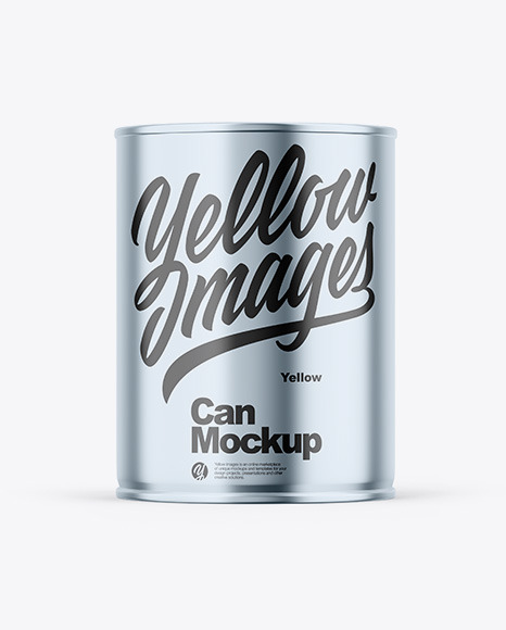 Glossy Metallic Can W/ Glossy Label Mockup