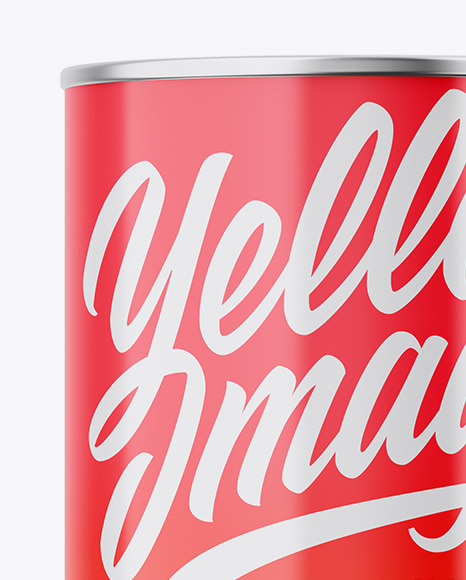 Glossy Metallic Can W/ Glossy Label Mockup