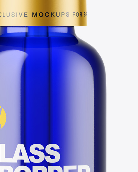 Blue Glass Dropper Bottle Mockup