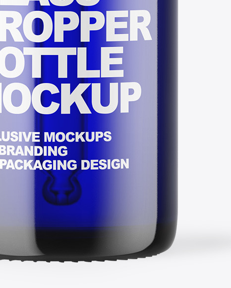 Blue Glass Dropper Bottle Mockup