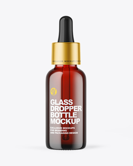 Dark Amber Glass Dropper Bottle Mockup