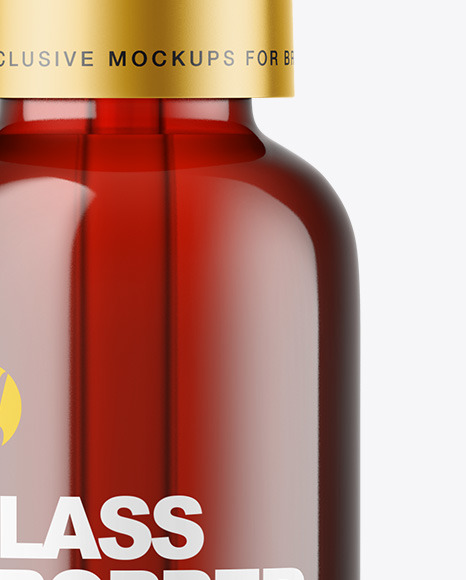 Dark Amber Glass Dropper Bottle Mockup