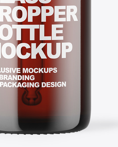 Dark Amber Glass Dropper Bottle Mockup