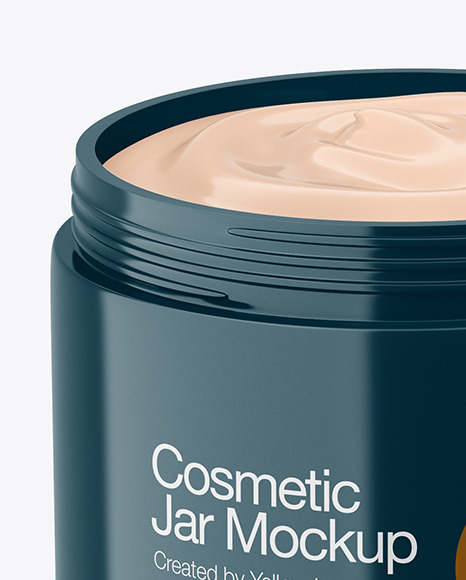 Opened Glossy Cosmetic Jar Mockup