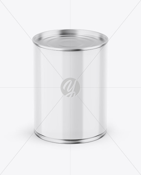 Glossy Metallic Can W/ Glossy Label Mockup