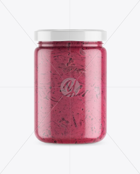 Clear Glass Jar w/ Beet Sauce Mockup