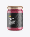 Clear Glass Jar w/ Beet Sauce Mockup