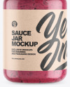 Clear Glass Jar w/ Beet Sauce Mockup