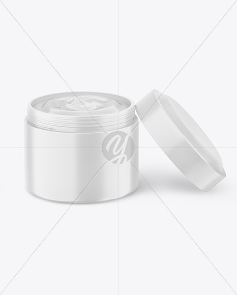 Opened Matte Cosmetic Jar Mockup