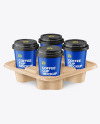 Matte Coffee Cups in Kraft Paper Holder Mockup