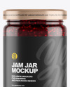 Clear Glass Jar w/ Raspberry Jam Mockup