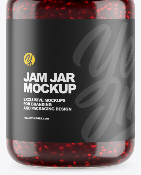 Clear Glass Jar w/ Raspberry Jam Mockup