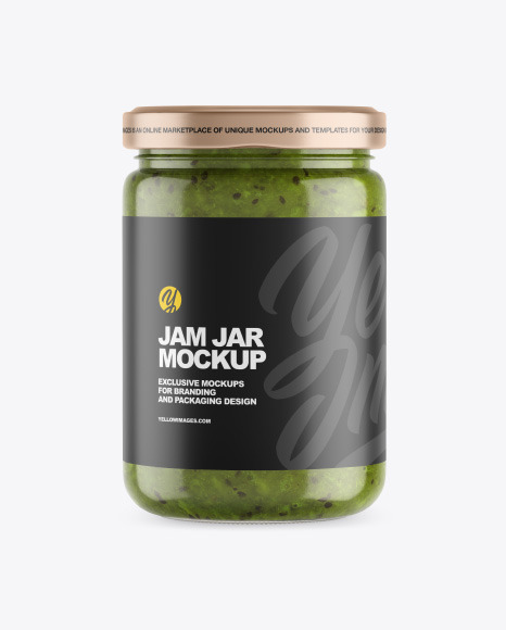 Clear Glass Jar w Kiwi Jam Mockup - Clear+Glass+Jar+W+Strawberry+Jam+Mockup+In+Jar+Mockups+On