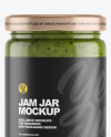 Clear Glass Jar w/ Kiwi Jam Mockup