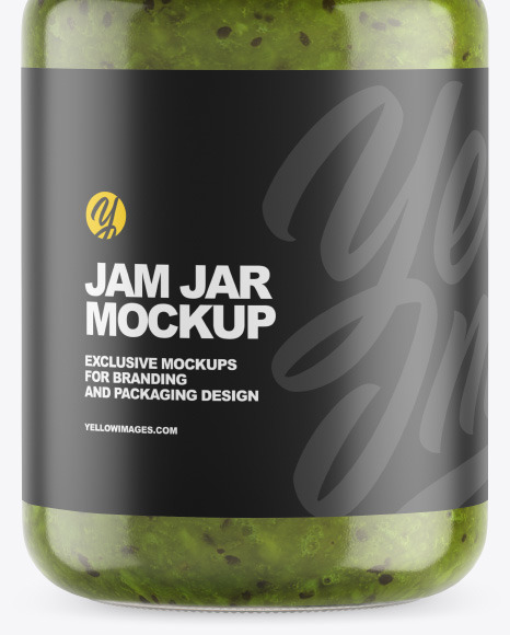 Clear Glass Jar w/ Kiwi Jam Mockup