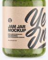 Clear Glass Jar w/ Kiwi Jam Mockup