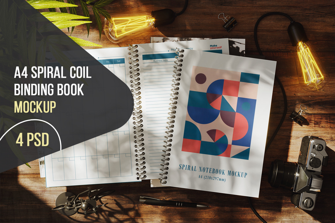 А4 Spiral Coil Binding Book Mockup А4 Spiral Coil Binding Book Mockup
