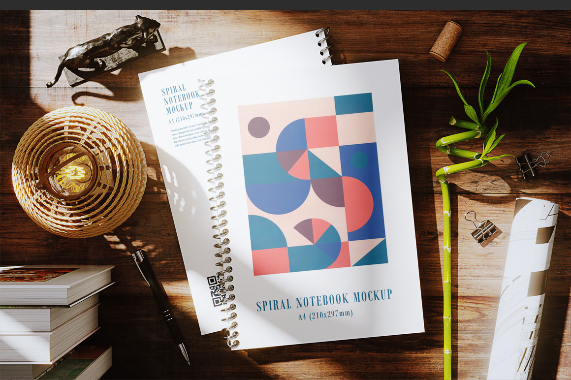 А4 Spiral Coil Binding Book Mockup А4 Spiral Coil Binding Book Mockup