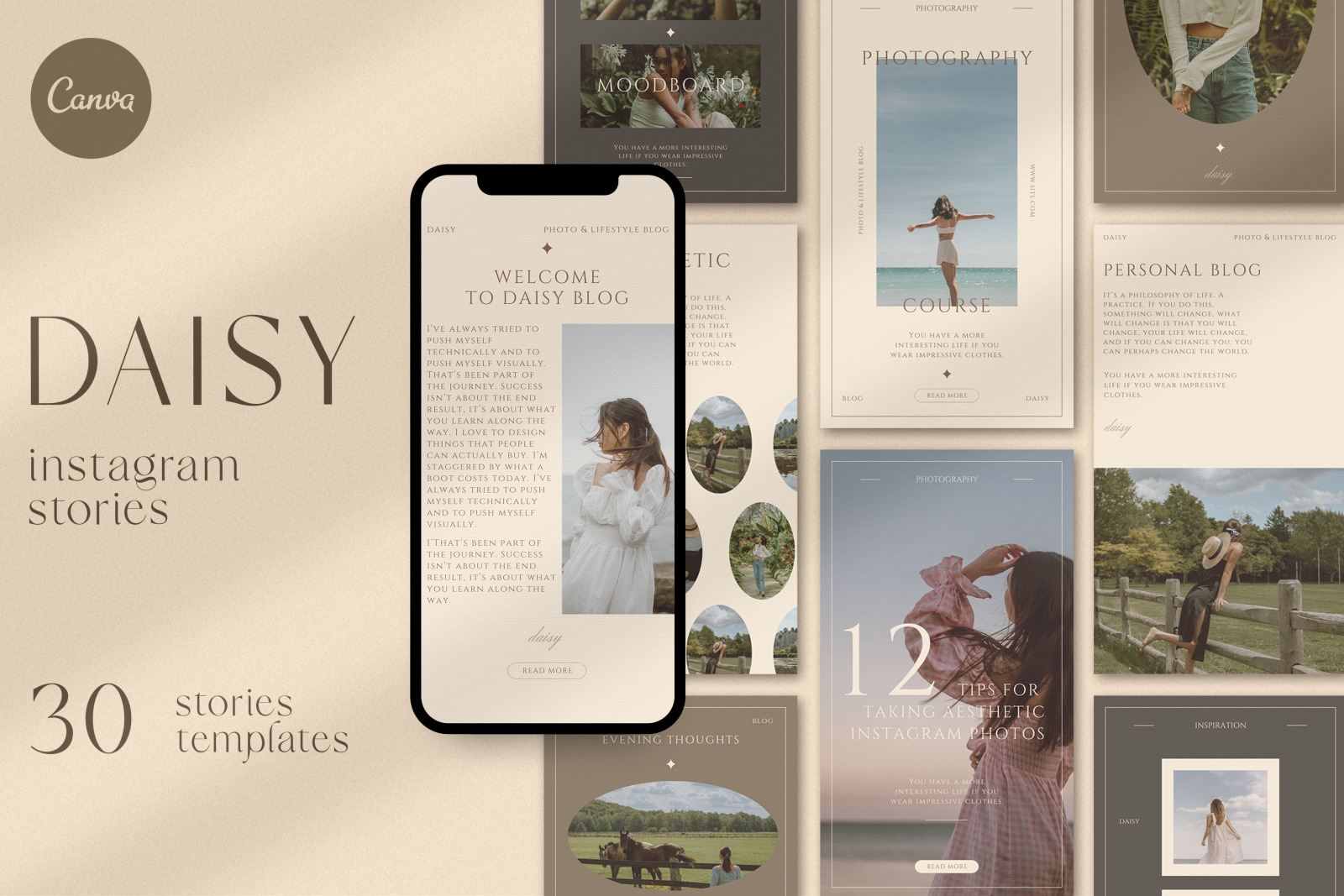 Daisy Instagram stories templates for Canva