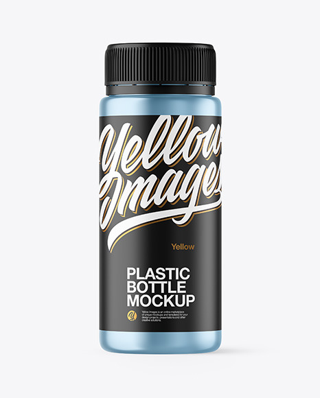 Metallic Plastic Bottle with Box Mockup