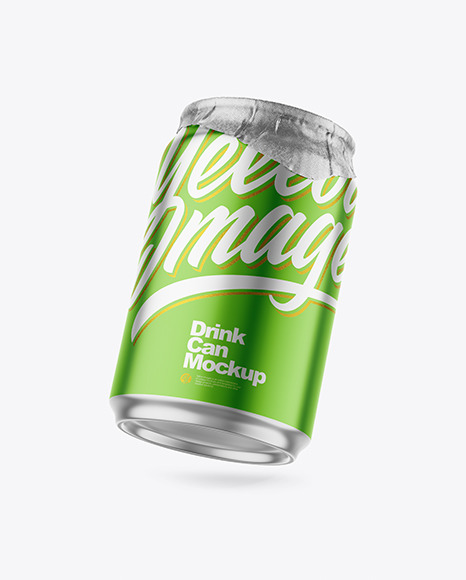 250ml Matte Metallic Drink Can w/ Foil Lid Mockup