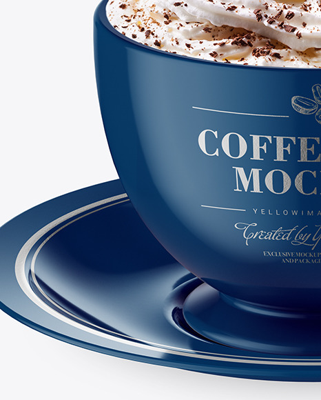 Glossy Coffee Cup w/ Plate Mockup