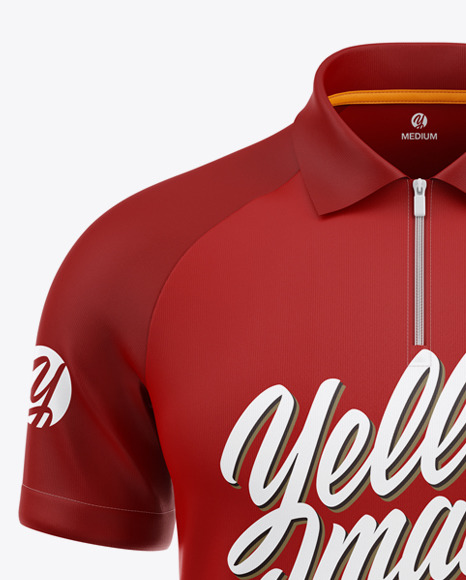 Raglan Zip Polo Shirt Mockup