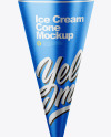 Ice Cream Waffle Cone with Metallic Label Mockup