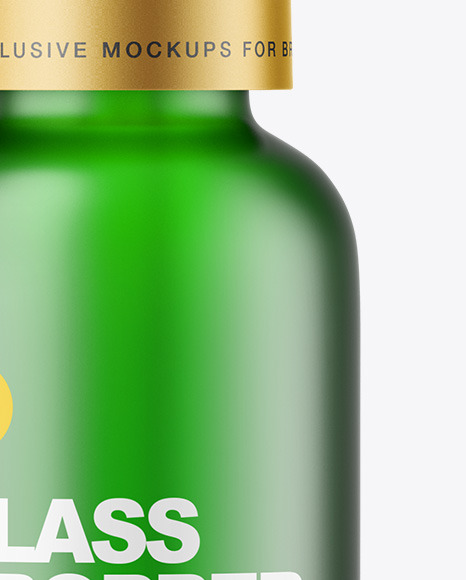 Frosted Green Glass Dropper Bottle Mockup