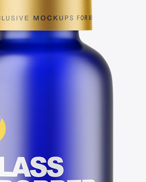 Frosted Blue Glass Dropper Bottle Mockup