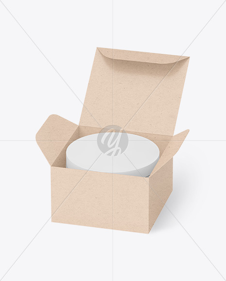 Kraft Paper Box with Cosmetic Jar Mockup