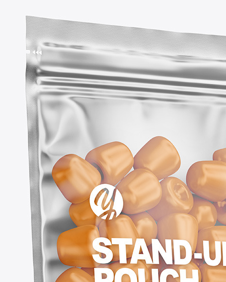 Clear Plastic Stand-up Pouch w/ Gummies Mockup