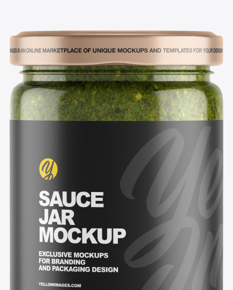 Clear Glass Jar w/ Sauce Mockup