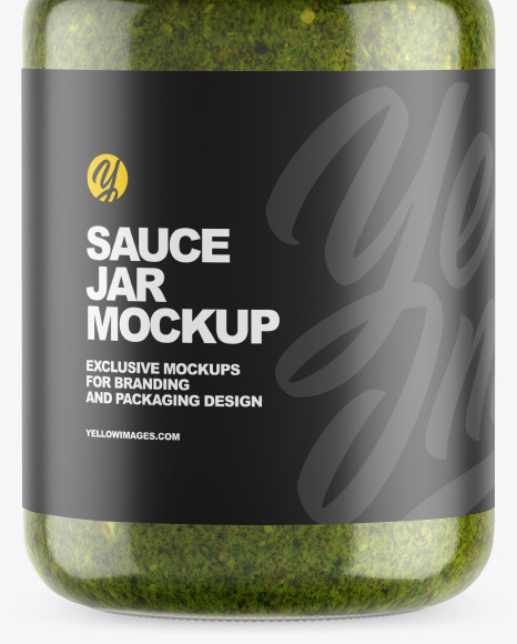 Clear Glass Jar w/ Sauce Mockup