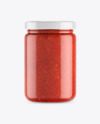 Clear Glass Jar w/ Tomato Sauce Mockup