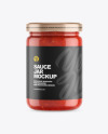 Clear Glass Jar w/ Tomato Sauce Mockup