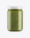 Clear Glass Jar w/ Pesto Mockup Clear Glass Jar w/ Pesto Mockup