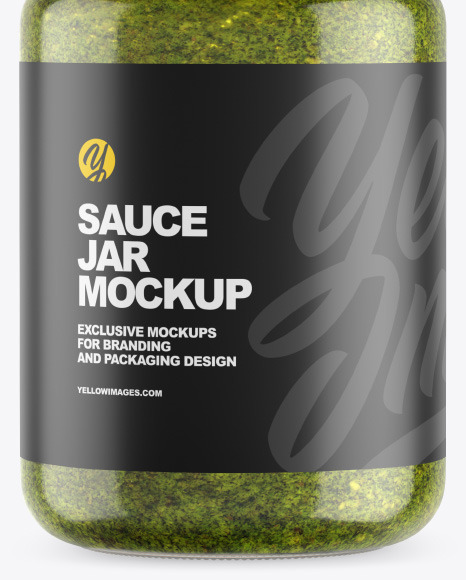 Clear Glass Jar w/ Pesto Mockup Clear Glass Jar w/ Pesto Mockup